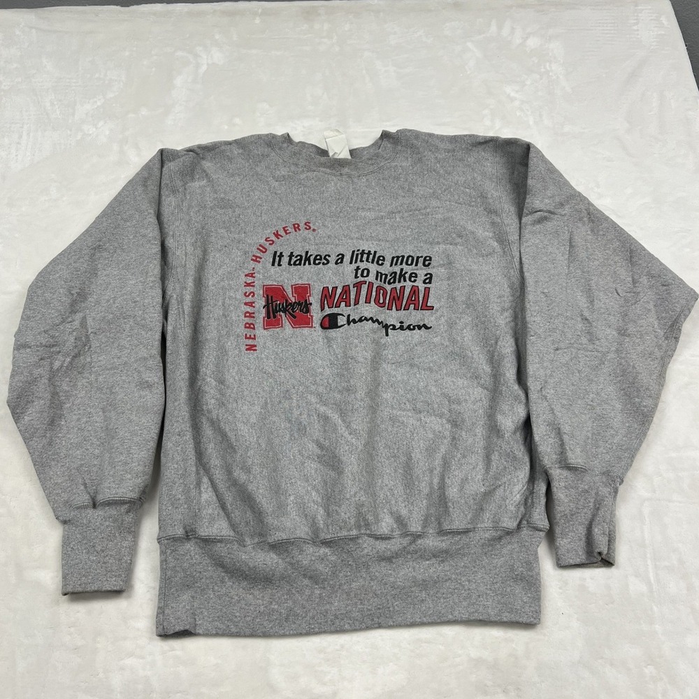 Champion Sweatshirt Mens XL Gray Nebraska Huskers Reverse Weave Champion